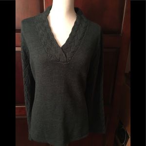 Coldwater Creek XL blue/green vneck sweater